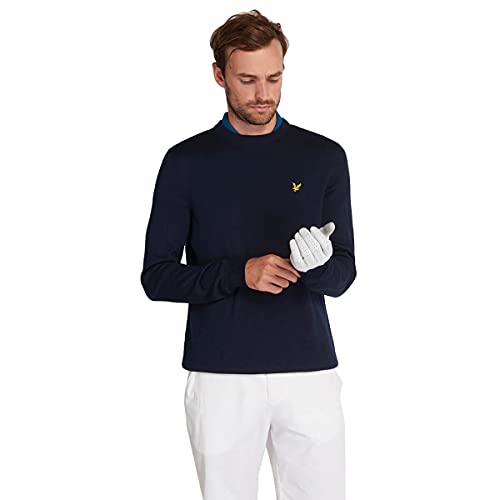 Lyle & Scott Herren Crew Neck Merinowolle Golf Pullover - Marine - S von Lyle & Scott