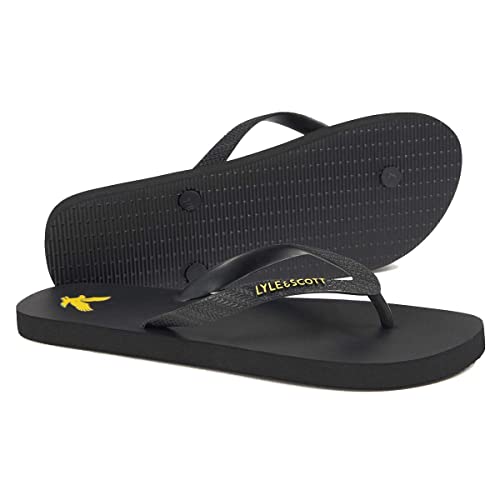 Lyle & Scott Herren Eagle Logo Gummi Flip Flop Sandalen - True Schwarz - UK 8 von Lyle & Scott