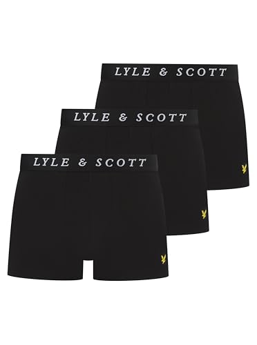 Lyle & Scott Herren Neville 3er-Pack Boxershorts aus Baumwolle – bequemer Stretch-Stoff mit Markenbund, Schwarz , M von Lyle & Scott