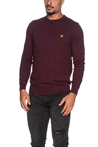 Lyle & Scott Strickpullover Herren mit C-Ausschnitt rot — EIN modischer klassischer Herren Pullover aus Einer Woll-Baumwollmischung für Wärme und Komfort, in den Größen XS-XXL von Lyle & Scott