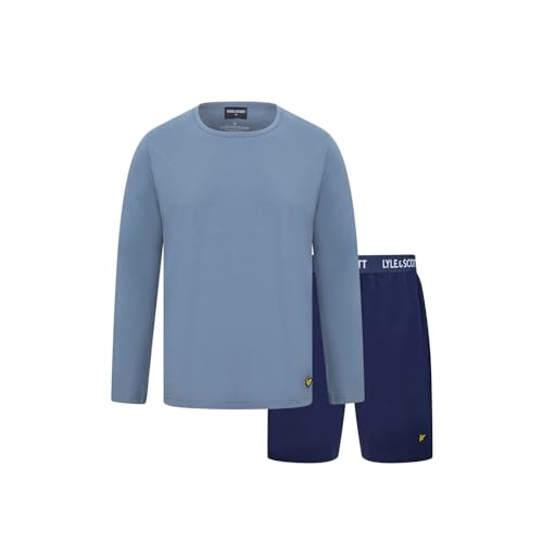 Lyle & Scott Herren-Pyjama-Set mit T-Shirt und kurzem Pyjama, Blau/Peacoat, XXL von Lyle & Scott