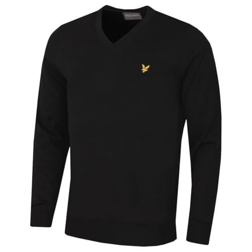 Lyle & Scott Herren aus Merinowolle V-Ausschnitt Pullover - Jet Schwarz - M von Lyle & Scott