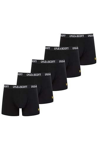 Lyle & Scott Boxershorts Herren aus Baumwolle 5er Set - Herren Unterhose mit Komfortbund - Weiche Boxershort 5er Pack für jeden Tag - Männer Unterwäsche mit Schriftzug und Logo - Mehrfarbig - S von Lyle & Scott