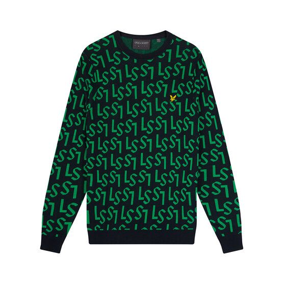 Lyle & Scott Monogram Knitted Crew Neck Pullover Strick navy von Lyle & Scott