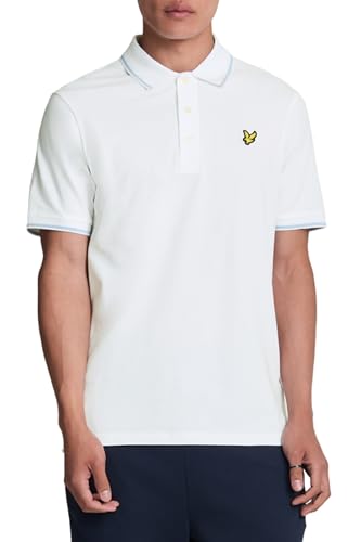 Lyle & Scott Poloshirt Herren - Herren Polo aus hochwertiger Baumwolle - Mit kurzen Ärmeln und weißen Streifen an Ärmeln und Kragen - Mit auffälligem Adler-Logo auf der Brust, Weiß, XXL von Lyle & Scott