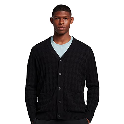 Lyle & Scott Strickjacken für Herren Schwarz | Casual Argyle Cardigan Herren | Strickpullover mit Knöpfen | Pullover Herren aum Baumwolle | XS-XXL von Lyle & Scott