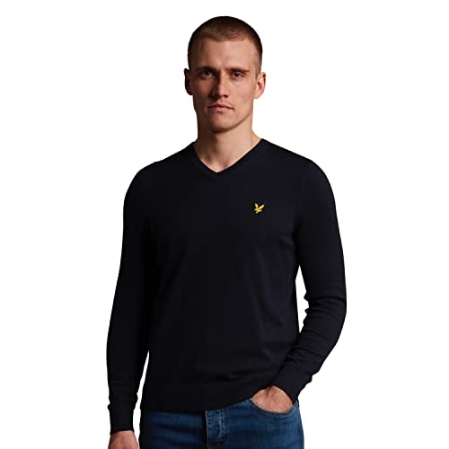 Lyle & Scott Strickpullover Herren Blau | Casual Cotton Merino V Neck Jumper | Pullover Herren mit V-Ausschnitt aus Merinowolle und Baumwolle | XS-XXL von Lyle & Scott