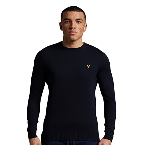 Lyle & Scott Strickpullover Herren mit C-Ausschnitt Blau— EIN modischer klassischer Herren Pullover aus Einer Woll-Baumwollmischung für Wärme und Komfort, in den Größen XS-XXL von Lyle & Scott