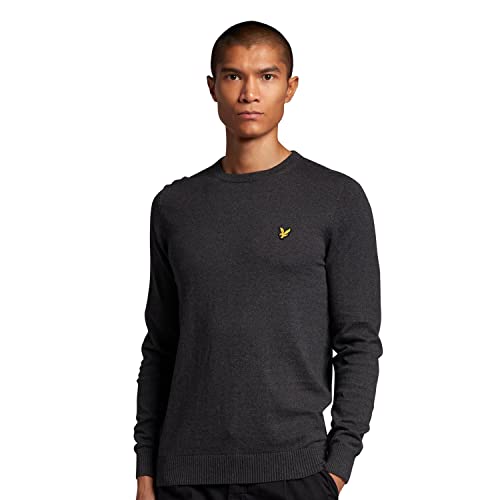 Lyle & Scott Strickpullover Herren mit C-Ausschnitt grau — EIN modischer klassischer Herren Pullover aus Einer Woll-Baumwollmischung für Wärme und Komfort, in den Größen XS-XXL von Lyle & Scott
