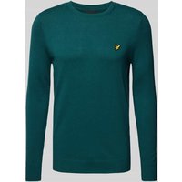 Lyle & Scott Strickpullover mit Logo-Badge in Petrol, Größe M von Lyle & Scott