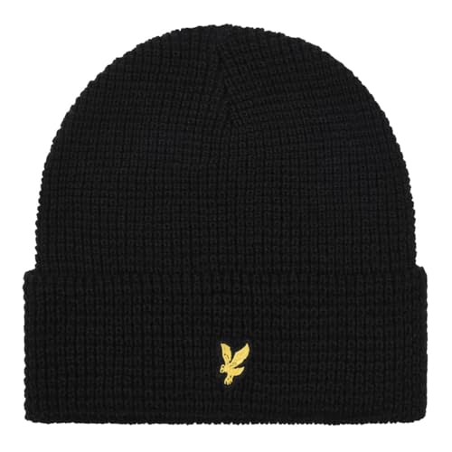Lyle & Scott Waffelmütze 100% - Tiefschwarz: Gesticktes Logo, Unisex-Erwachsene, Winter, Schwarz von Lyle & Scott