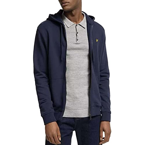 Lyle & Scott Zip Kapuzenpullover für Herren in Blau | Premium Zipper Basic Hoodie Pullover mit Reißverschluss | Winterpulli Herren Warm Hoodie | Sweatjacke aus 100% Baumwolle von Lyle & Scott