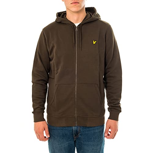 Lyle & Scott Zip Kapuzenpullover für Herren in Grün | Premium Zipper Basic Hoodie Pullover mit Reißverschluss | Winterpulli Herren Warm Hoodie | Sweatjacke aus 100% Baumwolle von Lyle & Scott