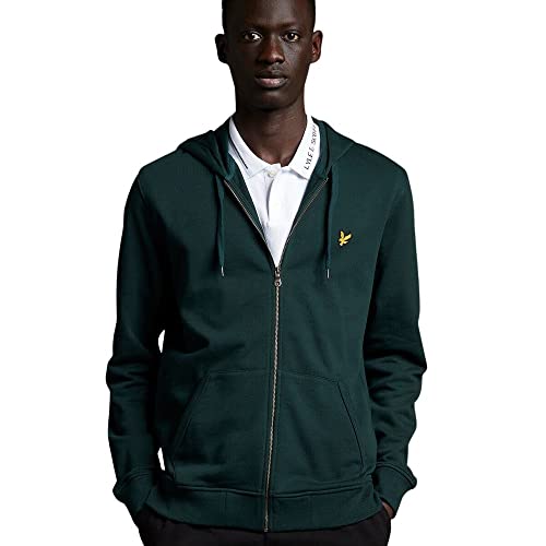 Lyle & Scott Zip Kapuzenpullover für Herren in Grün | Premium Zipper Basic Hoodie Pullover mit Reißverschluss | Winterpulli Herren Warm Hoodie | Sweatjacke aus 100% Baumwolle von Lyle & Scott