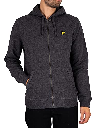 Lyle & Scott Zip Kapuzenpullover für Herren in Grau | Premium Zipper Basic Hoodie Pullover mit Reißverschluss | Winterpulli Herren Warm Hoodie | Sweatjacke aus 100% Baumwolle von Lyle & Scott