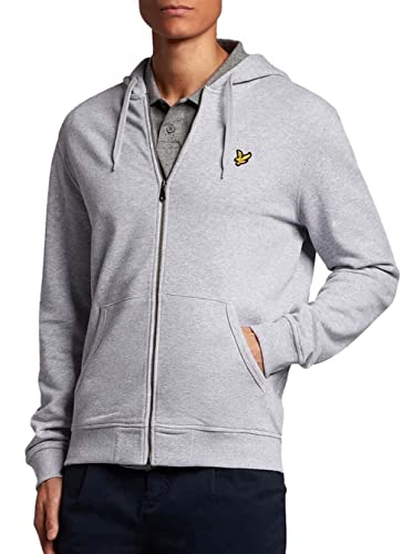 Lyle & Scott Zip Kapuzenpullover für Herren in Grau | Premium Zipper Basic Hoodie Pullover mit Reißverschluss | Winterpulli Herren Warm Hoodie | Sweatjacke aus 100% Baumwolle von Lyle & Scott