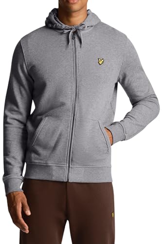 Lyle & Scott Zip Kapuzenpullover für Herren in Grau | Premium Zipper Basic Hoodie Pullover mit Reißverschluss | Winterpulli Herren Warm Hoodie | Sweatjacke aus 100% Baumwolle von Lyle & Scott