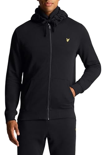 Lyle & Scott Zip Kapuzenpullover für Herren in Schwarz | Premium Zipper Basic Hoodie Pullover mit Reißverschluss | Winterpulli Herren Warm Hoodie | Sweatjacke aus 100% Baumwolle von Lyle & Scott