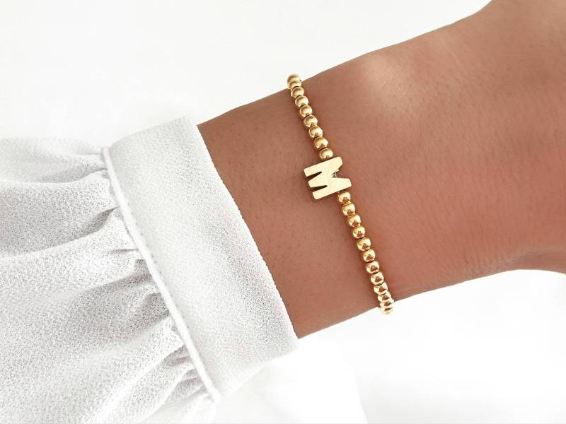 Buchstaben Armband/Partnerarmband Mit Initial Wunsch Text Perlenarmband Gold Silber Armbänder Buchstabe Ausgestanzt von Lymaja