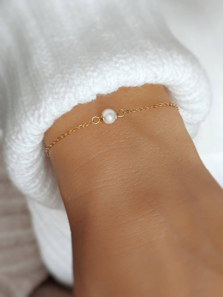 Perlen Armkette/Armband Gold Mit Perle Filigraner Schmuck Zartes Perlmutt Silber Edle Handkette In von Lymaja