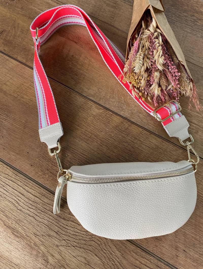 Bauchtaschen Set 3-Teilig Leder Nappaleder Umhängetasche Crossbody Bag Tasche Mit Stoffledergurt Als Gold/Silberverschluss von LymiardeVintageShop