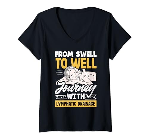 Damen From Swell to Well Journey with Lymphdrainage T-Shirt mit V-Ausschnitt von Lymphatic Drainage & Wellness Journey Designs