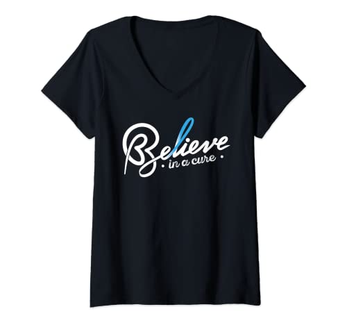 Damen Believe1 - Lymphödeme-Bewusstseins-Schleifenband T-Shirt mit V-Ausschnitt Damen Believe1 - Lymphödeme-Bewusstseins-Schleifenband T-Shirt mit V-Ausschnitt von Lymphedema Day Lymphedema Month