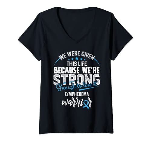 Damen We're Strong - Lymphödeme Awareness Supporter Band T-Shirt mit V-Ausschnitt von Lymphedema Day Lymphedema Month