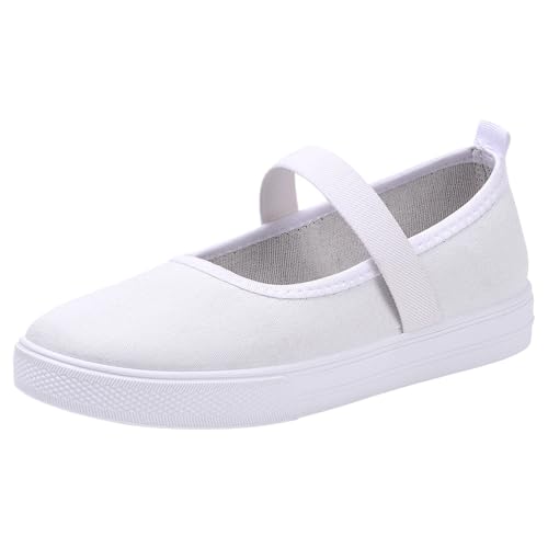 Mary Jane Damen-Schuhe, Segeltuch, runde Zehe, leichte orthopädische Schuhe, mit Fußgewölbeunterstützung, Komfort, lässig, Krankenschwester, Arbeit, flache Schuhe, Weiss/opulenter Garten, 34 EU von Lymphvity