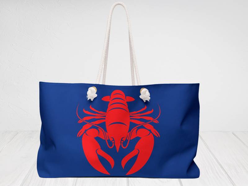 Rote Hummer-strandtasche. Marine Tasche. Baumwollseil Henkeltasche Oversized Weekender Bag 24 "x 13" Versandkostenfrei von LynRoma