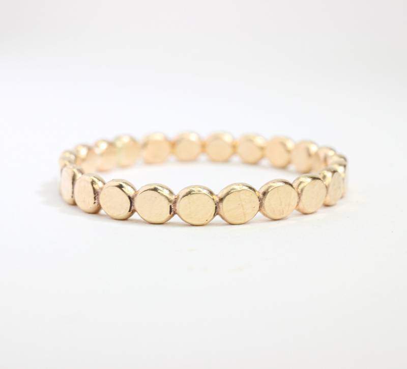 14K Gold Filled Flache Perlen Stacking Ring Sterling Silber & Roségold von LyndyLouDesigns