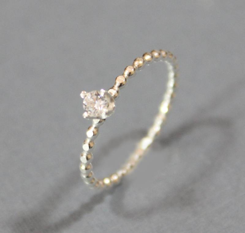 sterling Silber Geburtsstein Ring 3 Mm Cubic Zirkonia Band von LyndyLouDesigns