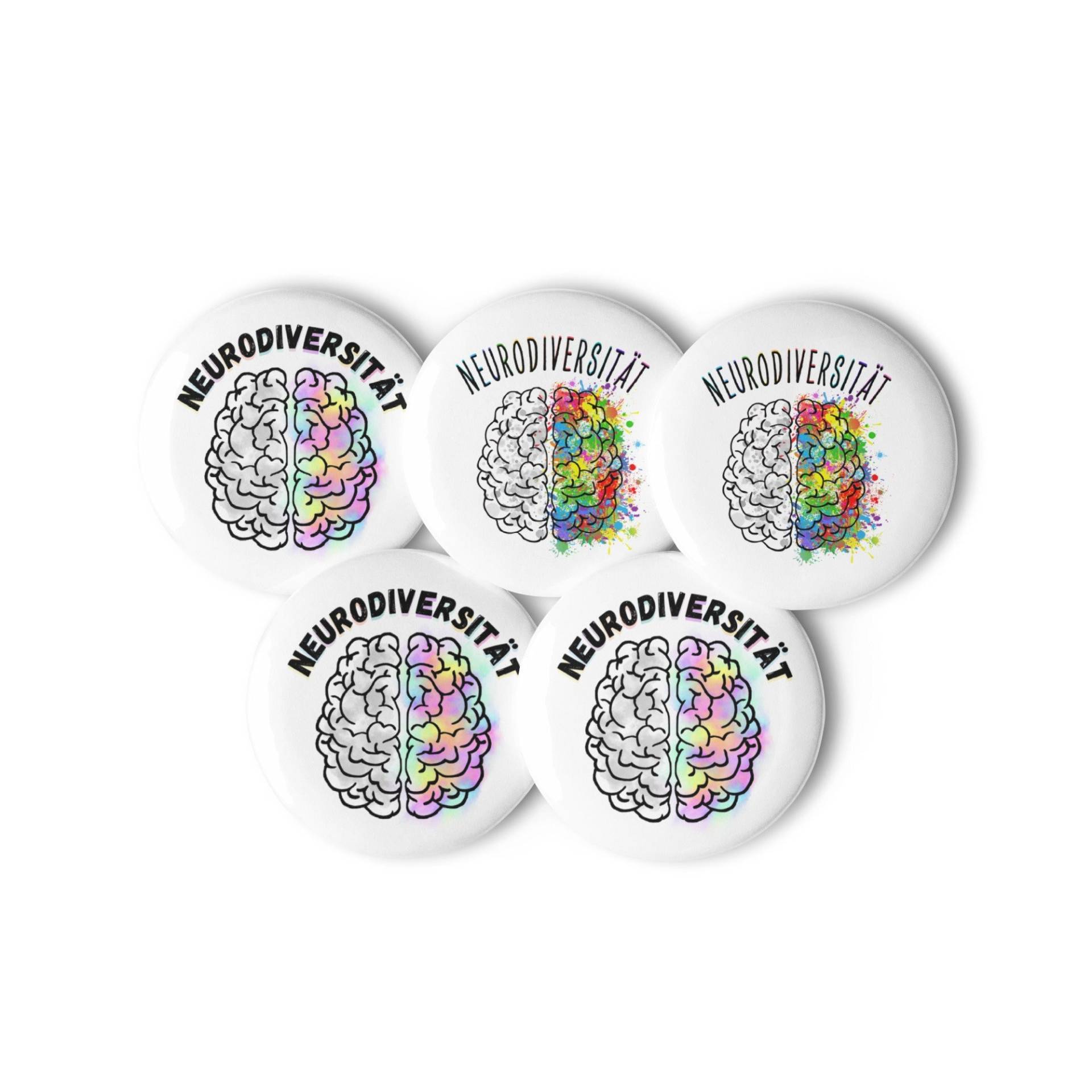 Button Set Neurodiversität Gehirn 5 Stück Pastel Bunt Farbkleckse Button Set Neurodiversität Gehirn 5 Stück Pastel Bunt Farbkleckse von LynesDopaminecke