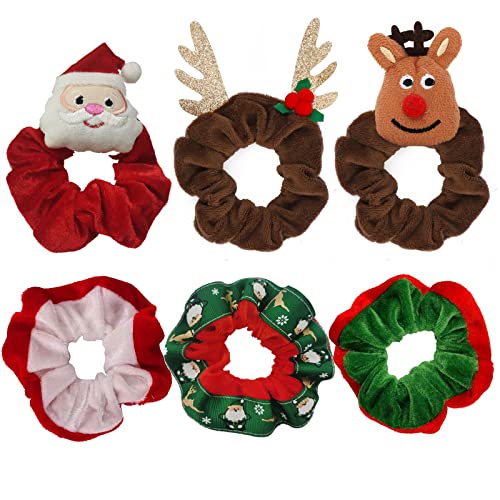 Lyneun 6 Stück Weihnachten Haargummis Haare Ringe Damen Urlaub Xmas Elastic Bobbles Haarbänder Hair Scrunchies für Mädchen Frauen von Lyneun