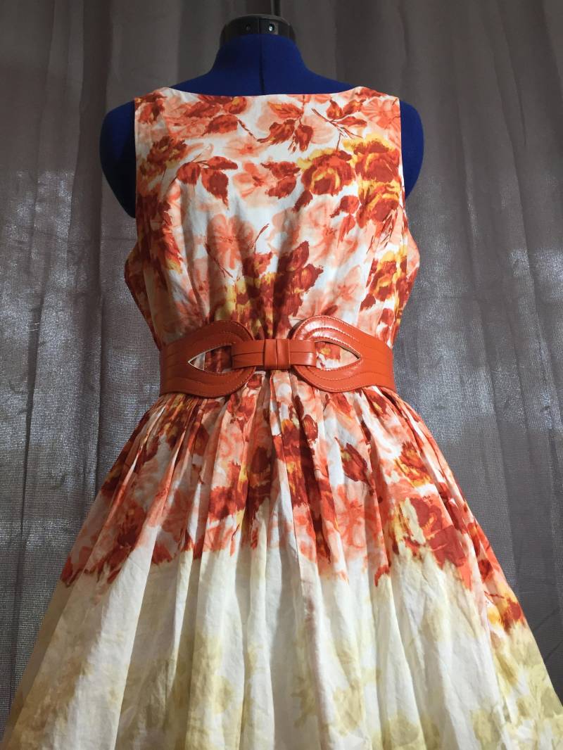 Retro 50Er Jahre Kleid Orange-Zitrone von LynnKilbrideDesign