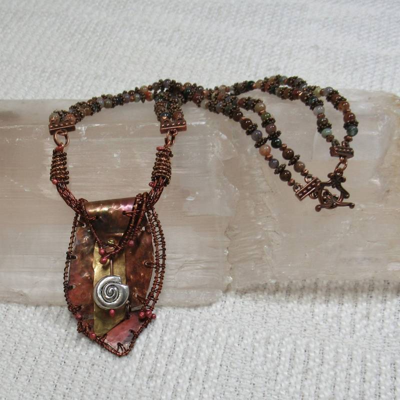 E1168 Mixed Metals Halskette - Pietersit Halbedelsteine von LynnSchusterDesigns