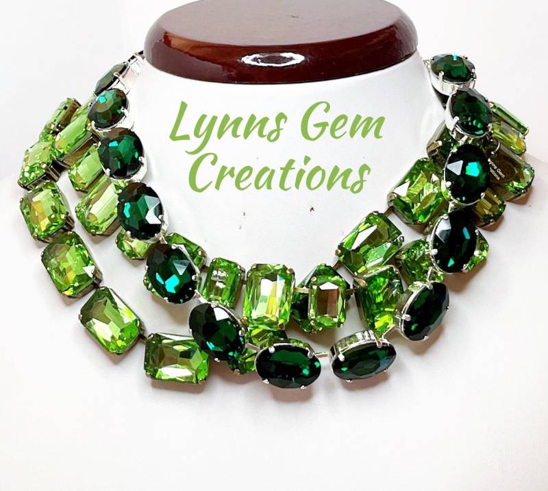 Smaragd Halskette, Anna Wintour, Georgian Collet, Strass-Halskette, Riviere Statement-Schmuck, Layering Halsreifen von LynnsGemCreations