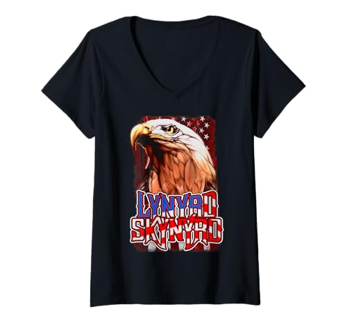 Damen Lynyrd Skynyrd Eagle Logo Southern Rock Vintage Style Geschenke T-Shirt mit V-Ausschnitt von Lynyrd Skynyrd