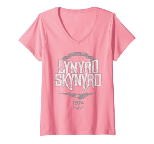Damen Lynyrd Skynyrd Retro Freebird Logo 1974 Southern 70er Jahre Geschenke T-Shirt mit V-Ausschnitt von Lynyrd Skynyrd