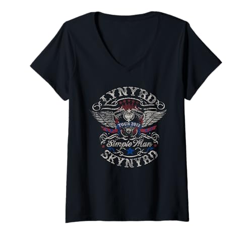 Damen Lynyrd Skynyrd Simple Man Tour 2012 Retro Geschenke Kunstwerk T-Shirt mit V-Ausschnitt von Lynyrd Skynyrd