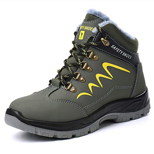 Lyoridra Sicherheitsschuhe Herren Damen Arbeitsschuhe S3 Leicht Wasserdicht Hoch Sicherheitsstiefel Winter Warm Gefüttert Schutzschuhe mit Stahlkappe Gr.36-46 von Lyoridra