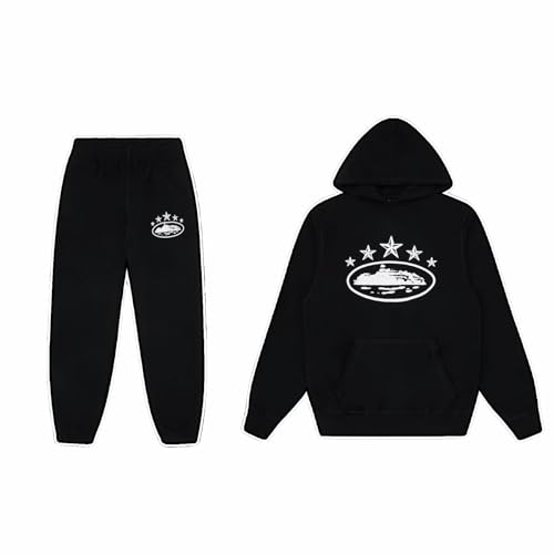 Lyoveu Generic Corteiz Anzug Set Mit Hoodie Und Hose,Jogginganzug 2 Teilig Tracksuit FüR Jogger(Color:Black,Size:S) von Lyoveu