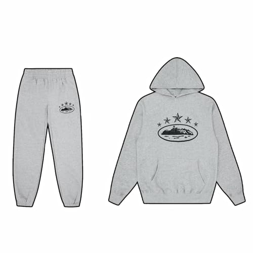 Lyoveu Generic Corteiz Anzug Set Mit Hoodie Und Hose,Jogginganzug 2 Teilig Tracksuit FüR Jogger(Color:Grey,Size:M) von Lyoveu