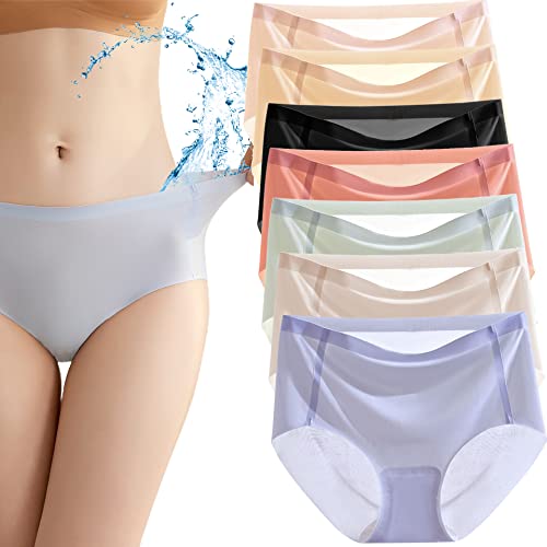 Lyoveu Ultra Thin Non Mark Ic Silk Underwear Women Seamless, UltradüNne, Unmarkierte SeidenunterwäSche FüR Damen, Seamless Mid Waist Breathable, Ultra-Thin Non-Marking Ice Silk Underwear von Lyoveu