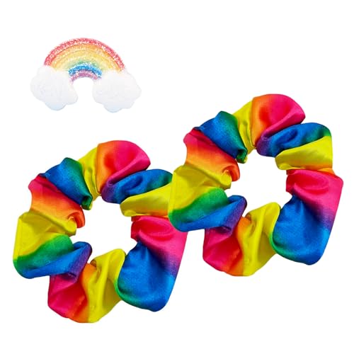 2 Stück Regenbogen-Haargummis für Frauen und Mädchen von Lyqaq