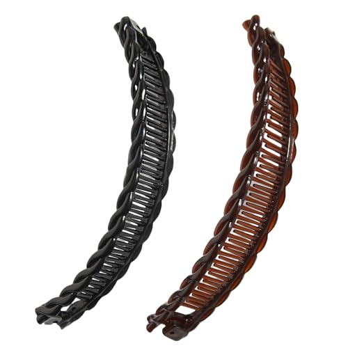 2 Stück Banana Clip,Haarklammer Haar Haarspange Hair Clips Bananenspange Haare Haarspangen,Damen Bananen Groß Haarschmuck Dickes Banane Haarklammern Vintage,für Haarnadeln Haarreifen Mit Klammern Set von Lyramis