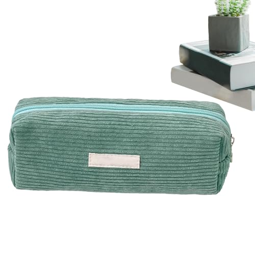 Federmäppchen – Einzigartiges Cord-Federmäppchen aus Kordsamt – tragbare Aufbewahrungsbox für Stifte mit Reißverschluss für die Schule, hellgrün, Se référer au descriptif, Siehe Beschreibung von Lyricalist