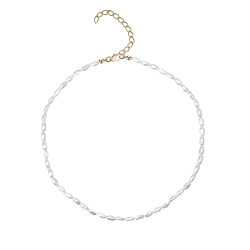 Halsreif aus Perlen – Halskette aus Barockperlen, resistent gegen Verblassen, Halskette in Tropfenform, Kunstperlen | Halskette Schlüsselbeinkette, Schmuck für Frauen von Lyricalist