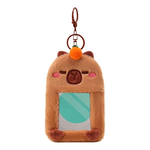 Kartenhalter aus Plüsch – Capybara Studentenkartenhalter, niedlicher Kartenhalter | Schlüsselanhänger aus Plüsch, Kreditkartenetui in Tierform, ideal zum Schutz Ihrer Karten mit Stil und Orig, Orange, von Lyricalist