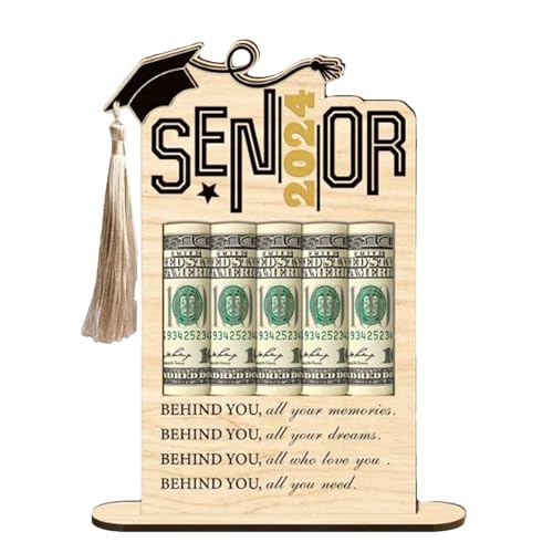 Lyricalist Geldbörse für Abschlussfeier, aus Holz, Halterung für Abschlussfeier, 2024 – Ornament für Schulabschluss-Geldhalter, B, Se référer au descriptif, Siehe Beschreibung von Lyricalist